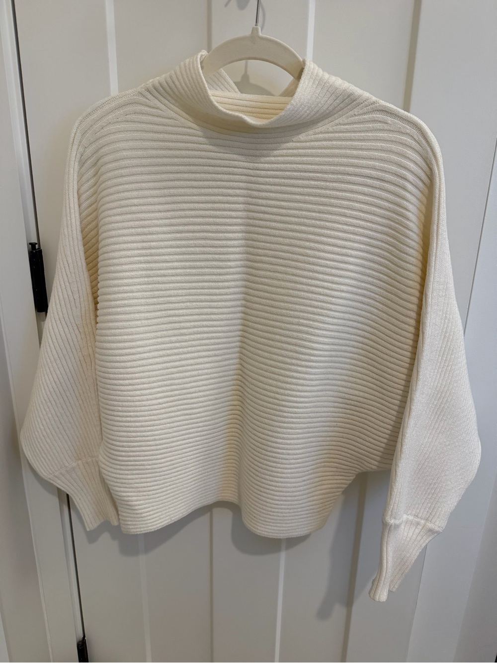 Anthropologie Cream Ribbed Mock Neck Women's Sweater